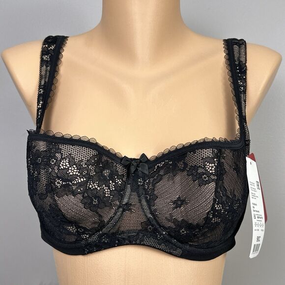 Rosme Eliza Bra US Size 40C Black Lace Balconette Lined Underwire New 626718 - Picture 1 of 7